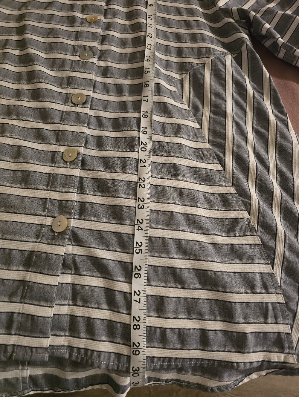 John Mark Blue and White Striped Button Shirt - Picture 12 of 13